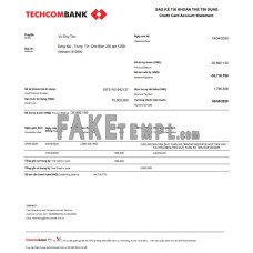 Vietnam Techcombank account fake bank statement Word and PDF template