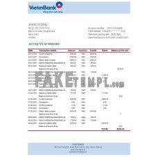 Vietnam Vietinbank fake bank statement Excel and PDF template