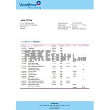 Vietnam Vietinbank fake bank statement Word and PDF template