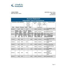 Yemen Housing fake bank statement Excel and PDF template