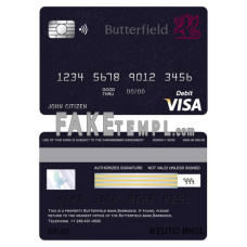 Barbados Butterfield bank fake visa card debit card photoshop template PSD