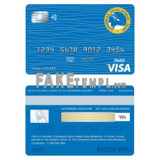 Barbados Caribbean Development Bank fake visa card debit card photoshop template PSD