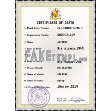 Barbados fake death certificate photoshop template PSD 