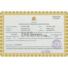 Barbados fake marriage certificate photoshop template PSD 