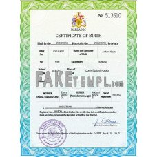 Barbados fake vital record birth certificate photoshop template PSD