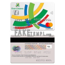 Barbados first Citizens bank fake mastercard photoshop template PSD