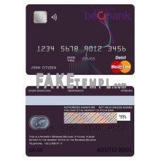 Belgium Beobank fake mastercard debit card photoshop template PSD