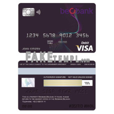 Belgium Beobank fake visa card debit card photoshop template PSD