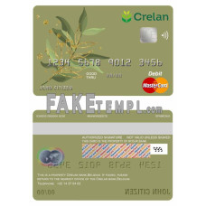 Belgium Crelan bank fake mastercard debit card photoshop template PSD