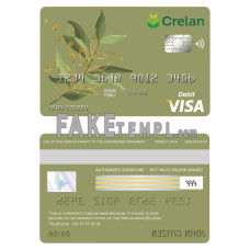 Belgium Crelan bank fake visa card debit card photoshop template PSD