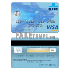 Belgium KBC bank fake visa card photoshop template PSD