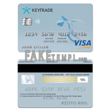 Belgium Keytrade bank fake visa card photoshop template PSD