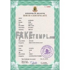 Belgium fake vital record birth certificate photoshop template PSD 