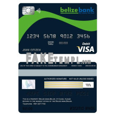 Belize Belizebank fake visa card debit card photoshop template PSD