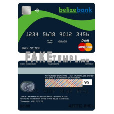 Belize Belizebank fake mastercard debit card photoshop template PSD