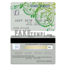 Belize State street bank fake visa card photoshop template PSD