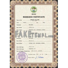 Belize fake marriage certificate photoshop template PSD 