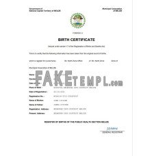 Belize vital record fake birth certificate Word and PDF template