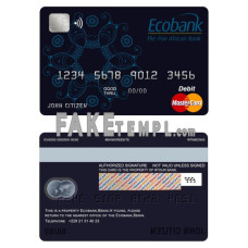 Benin Ecobank fake mastercard debit card photoshop template PSD