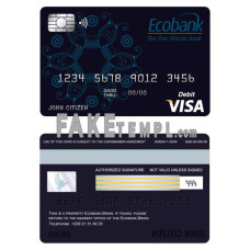 Benin Ecobank fake visa card debit card photoshop template PSD