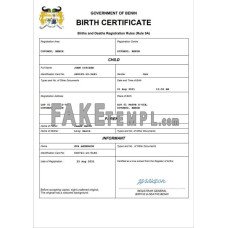 Benin fake birth certificate Word and PDF template