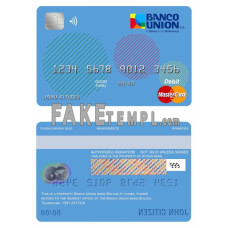 Bolivia Banco Union bank fake mastercard debit card photoshop template PSD