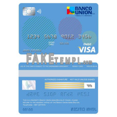 Bolivia Banco Union bank fake visa card debit card photoshop template PSD