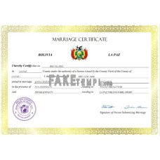 Bolivia fake marriage certificate Word and PDF template