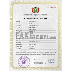 Bolivia fake marriage certificate photoshop template PSD 