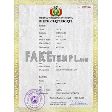 Bolivia fake vital record birth certificate photoshop template PSD