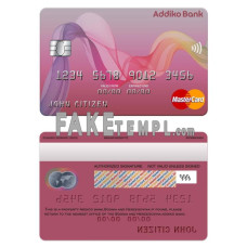 Bosnia and Herzegovina Addiko bank fake mastercard photoshop template PSD