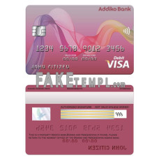 Bosnia and Herzegovina Addiko bank fake visa card photoshop template PSD