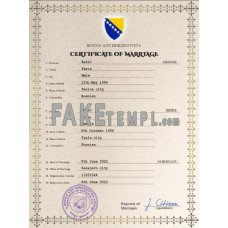 Bosnia and Herzegovina fake marriage certificate photoshop template PSD 