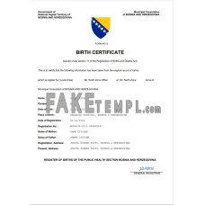 Bosnia and Herzegovina vital record fake birth certificate Word and PDF template