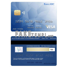 Bostwana ABC bank fake visa card photoshop template PSD