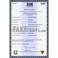 Botswana fake birth certificate photoshop template PSD 