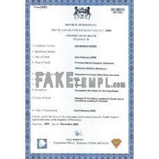 Botswana fake death certificate photoshop template PSD 