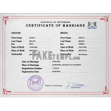 Botswana fake marriage certificate photoshop template PSD 