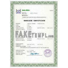 Botswana fake marriage certificate Word and PDF template