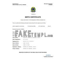 Brazil vital record fake birth certificate Word and PDF template