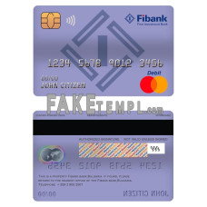 Bulgaria Fibank bank fake mastercard debit card photoshop template PSD