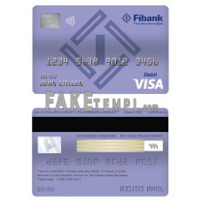 Bulgaria Fibank bank fake visa card debit card photoshop template PSD