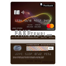 Bulgaria Post Bank fake mastercard credit card photoshop template PSD