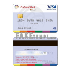 Bulgaria ProCredit bank fake visa credit card photoshop template PSD