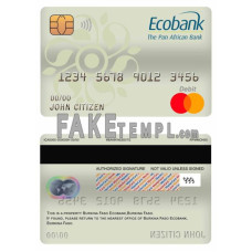 Burkina Faso Ecobank bank fake mastercard debit card photoshop template PSD