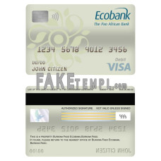 Burkina Faso Ecobank bank fake visa card debit card photoshop template PSD