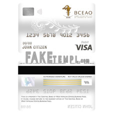 Burkina Faso The Central Bank of West African States bank fake visa card debit card photoshop template PSD