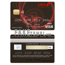 Burkina Faso United bank for Africa fake visa credit card photoshop template PSD