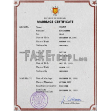 Burundi fake marriage certificate photoshop template PSD 