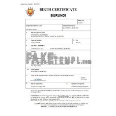 Burundi vital record fake birth certificate Word and PDF template